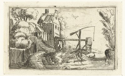 Dom lub fabryka nad kanałem Małe pejzaże (tytuł serii) autorstwa Esaias van de Velde (rejected attribution)