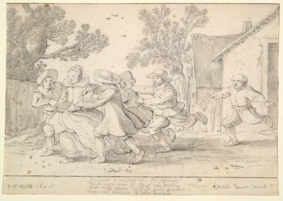 Chłopcy goniący dziewczynę autorstwa Esaias van de Velde