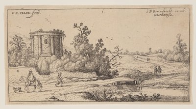 Ruiny rzymskiej świątyni, od Landscapes autorstwa Esaias van den Velde I