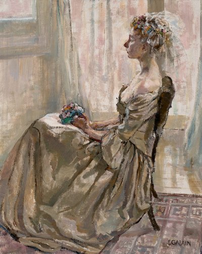 Mała francuska panna młoda (olej na płycie) autorstwa Ethel Gabain