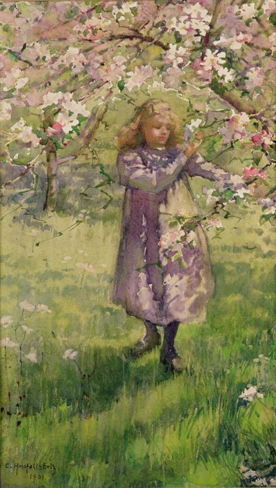 Zbieranie kwiatu jabłoni, 1901 autorstwa Ethel Horsfall Ertz