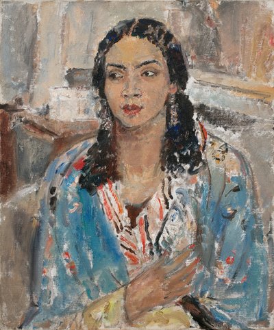 Niebieska kurtka (olej na płótnie) autorstwa Ethel Walker