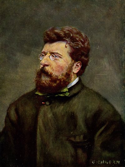 Muzyka. Francuski kompozytor Georges Bizet. Ilustracja Georgesa Bizeta, Austria, ok. 1900 r. (pocztówka) autorstwa Etienne (after) Carjat