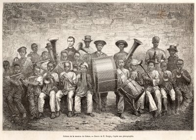 Orkiestra dziecięca w Gabonie, 1876 r. autorstwa Etienne Antoine Eugene Ronjat