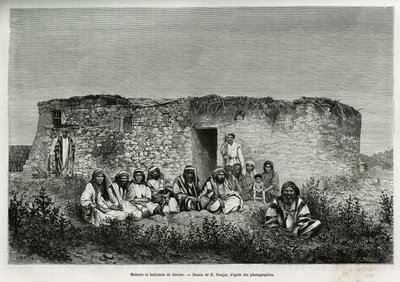 Domy i mieszkańcy Jerycha (Zachodni Brzeg). Grawerowanie autorstwa E.Ronjata, aby zilustrować historię dzisiejszej Syrii, autorstwa M.Lorteta, dziekana Wydziału Lekarskiego w Lyonie, któremu Ministerstwo Edukacji Publicznej powierza misję naukową, opubliko autorstwa Etienne Antoine Eugene Ronjat