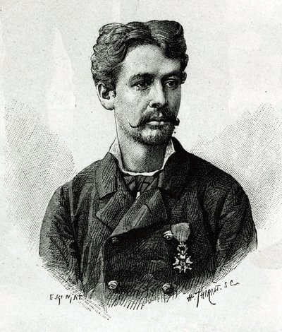 Portret doktora Tautain, podczas wyprawy do Afryki 1879-1882, pod dowództwem Gallieniego. Grawer E. Ronjata, z fotografii, ilustrujący historię „Exploration du Haut Niger (Haut Niger)” (dzisiejsze Mali) przez dowódcę Josepha Galliena autorstwa Etienne Antoine Eugene Ronjat