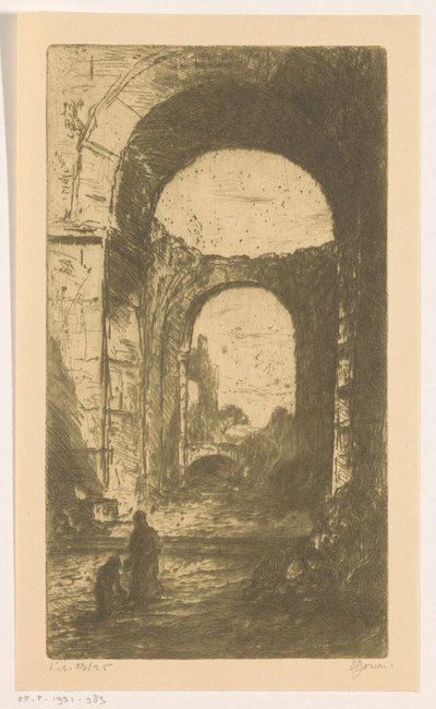 Palatijnsche ruïne w Rzymie (oryginalny tytuł na obiekcie) autorstwa Etienne Bosch (signed by artist)