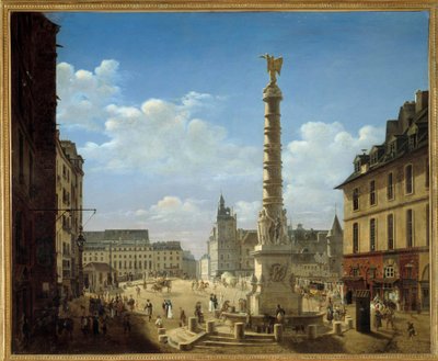 Plac i fontanna Obraz Chatelet autorstwa Etienne Bouhot (1780-1862) 1810 Nd. 0,81x0,99 m Paryż, Muzeum Carnavalet autorstwa Etienne Bouhot