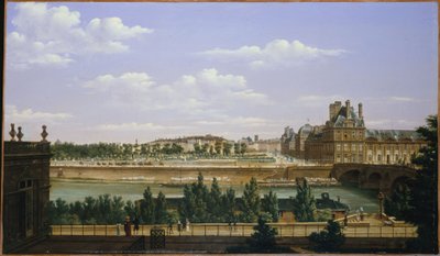 Ogród i pałac Tuileries widziane z Quai d