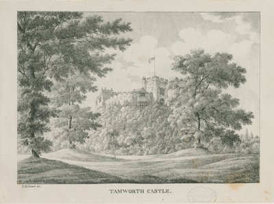 Zamek Tamworth: cynkografia, nd [1796-1865] autorstwa Etienne Bruno Hamel
