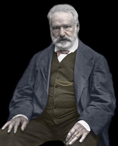 Portret Victora Hugo (1802-1885), francuskiego pisarza i poety, Koloryzacja na fotografii Etienne Carjata (1828-1906) - Victor Hugo (1802-1885). Angielski pisarz i poeta. ok. 1870. Fotografia kolorowa. autorstwa Etienne Carjat