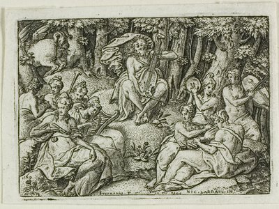 Apollo i muzy autorstwa Etienne Delaune