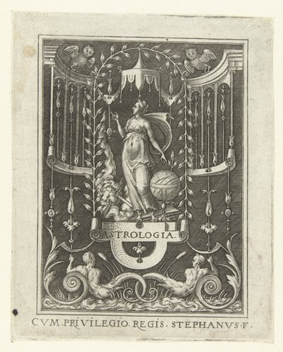 Astrologia ASTROLOGIA. (tytuł na obiekcie) Cztery sztuki wyzwolone, perspektywa i architektura, reprezentowane przez kobiety (wersja późniejsza) (tytuł serii) autorstwa Etienne Delaune