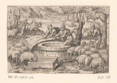 Plandeka Jakob od steen van de put Historia Genesis (tytuł serii) autorstwa Etienne Delaune