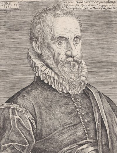 Portret Ambroise Paré, królewskiego chirurga, 1582. autorstwa Etienne Delaune