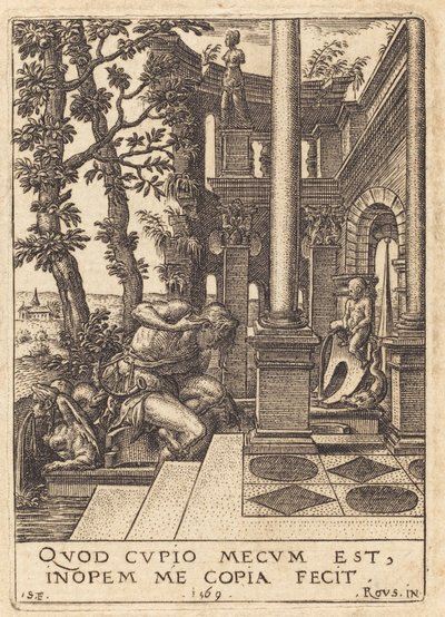 Narcyz przy fontannie autorstwa Etienne Delaune after Rosso Fiorentino