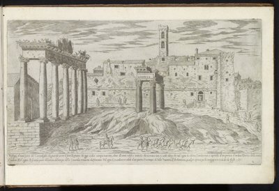 Forum Romanum w Rzymie Bouwwerken uit de oudheid (tytuł serii) Ślady starożytnego Rzymu zebrane i sfotografowane w perspektywie przez Stefano Du Perac Parisino (tytuł serii na obiekcie) autorstwa Etienne Duperac