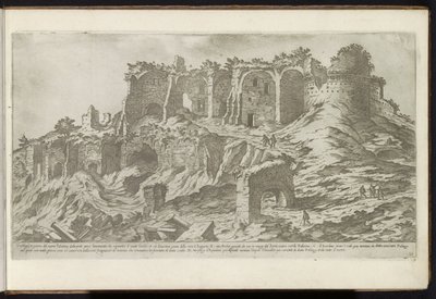 Palatijn te Rome Bouwwerken uit de oudheid (tytuł serii) Ślady starożytnego Rzymu zebrane i sfotografowane w perspektywie przez Stefano Du Perac Parisino (tytuł serii na obiekcie) autorstwa Etienne Duperac