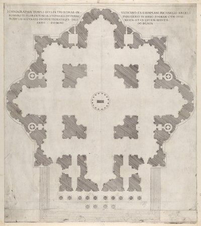 Plan św. Piotra Piotra, 1569 autorstwa Etienne Duperac