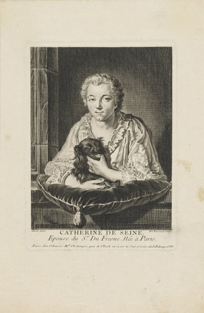 Portret aktorki Madame Quinault-Dufresne 1705-1767 , c. 1750. autorstwa Etienne Fessard