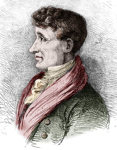 Portret Josepha Jouberta (1754-1824), francuskiego pisarza. Grawer Bocour w „”Le Magasin malownicze”” autorstwa Etienne Gabriel Bocourt
