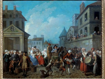 Karnawał na ulicach Paryża Obraz Etienne Jeaurat (1699-1789) 1757. Wymiary 0,65 x 0,82 m Paryż, Musee Carnavalet autorstwa Étienne Jeaurat