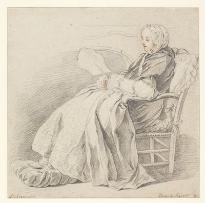 Studium dla LAccouchée, ok. 1750 (kreda na papierze) autorstwa Étienne Jeaurat