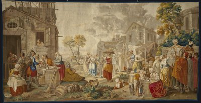 Targ na świeżym powietrzu, z festynów wiejskich, 1775-89 autorstwa Étienne Jeaurat