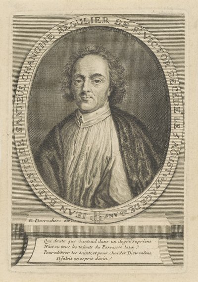 Portret poety Jean-Baptiste de Santeul 1630-1697, um 1700. autorstwa Etienne Jehandier Desrochers