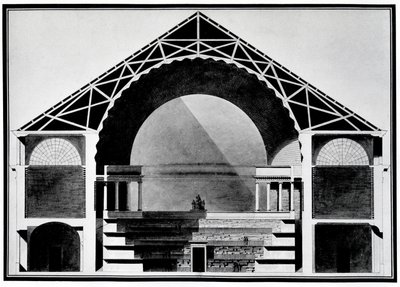 Projekt dla Bibliotheque Royale de France (litho) autorstwa Etienne Louis Boullee