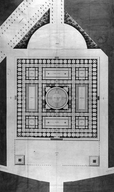 Mapa Biblioteki Publicznej - E.L. Boullée. autorstwa Etienne Louis Boullee