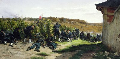 Tirailleurs de la Seine w bitwie pod Rueil-Malmaison, 21 października 1870, 1875 autorstwa Etienne Prosper Berne Bellecour