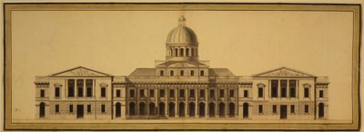 Projekt dla Kapitolu USA, 1793 (tusz, wash i akwarela na papierze) autorstwa Etienne Sulpice Hallet