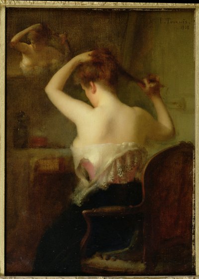 Kobieta układająca włosy, 1903 autorstwa Etienne Tournes