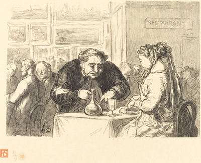 W bufecie Wystawy Sztuk Pięknych autorstwa Etienne after Honoré Daumier
