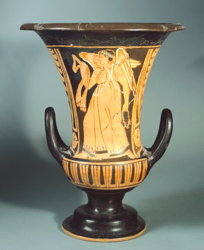 Calyx-krater (duży wazon) autorstwa Berkeley Painter przedstawiający uskrzydlonego ducha. Ceramika czerwonofigurowa. Cywilizacja etruska, IV wiek p.n.e. autorstwa Etruscan