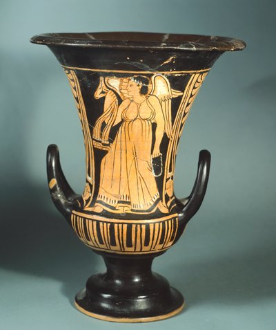 Calyx-krater (duży wazon) autorstwa Berkeley Painter przedstawiający uskrzydlonego ducha. Ceramika czerwonofigurowa. Cywilizacja etruska, IV wiek p.n.e. autorstwa Etruscan