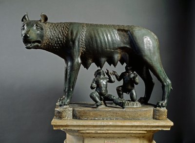 Wilk Kapitoliński, rzeźba pochodzenia etruskiego z 500 rpne (brąz) autorstwa Etruscan