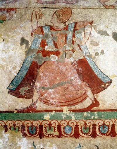 Tancerka z długą tuniką (Detal fresku, 520 pne) autorstwa Etruscan