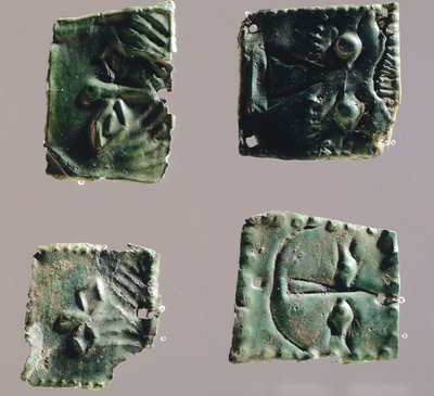 Ex-voto w brązowej płycie przedstawiającej oczy. Artefakty z obiektów Sanktuarium Reithia Este (Wenecja). Cywilizacja etruska, V-IV wiek pne. autorstwa Etruscan