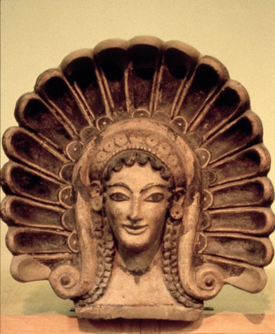 Oprawa w etruskiej świątyni w Veii, VI wpne (ceramika polichromowana) autorstwa Etruscan