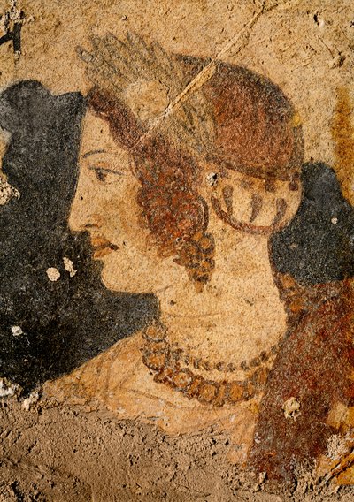 Głowa młodej kobiety, Velia, z Grobowca Orcusa (malowidło ścienne) autorstwa Etruscan