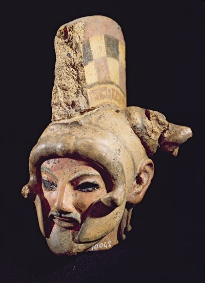 Głowa wojownika w hełmie, z Satricum (malowana glina) autorstwa Etruscan