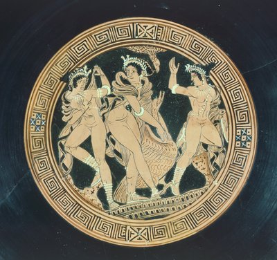 Kylix, szczegół. Ceramika czerwonofigurowa. Cywilizacja etruska, V-IV wiek pne. autorstwa Etruscan