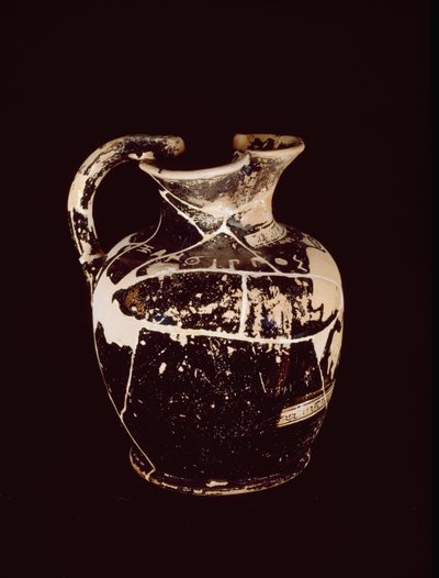 Oenochoe z napisem xanthippos. Z grobowca 709 Valle Trebbia, V wiek pne autorstwa Etruscan