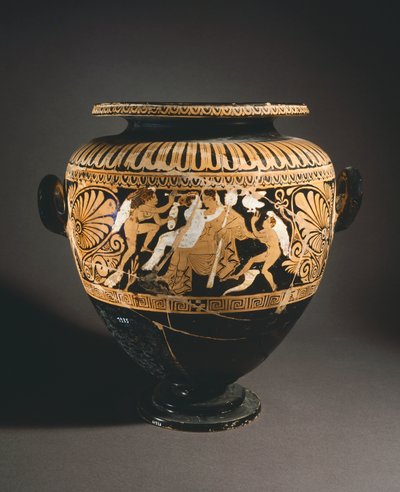 Stamnos (naczynie do przechowywania płynów). Ceramika czerwonofigurowa z Porano (Umbria). Cywilizacja etruska, IV wiek p.n.e. autorstwa Etruscan