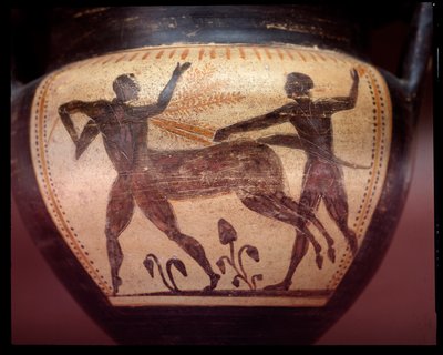Krater z terakoty z przedstawieniem centauromachii, koniec VI wieku p.n.e. autorstwa Etruscan
