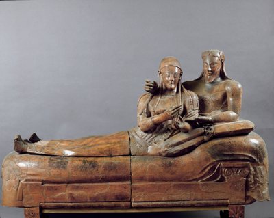 Rzeźbiona grupa panny młodej (sarkofag z terakoty z Cerveteri. VI w. p.n.e.) autorstwa Etruscan
