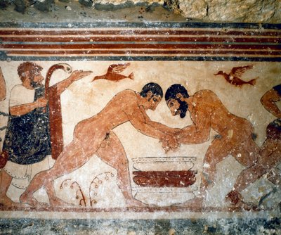 Dwóch zapaśników. (Detal fresku, 530 pne) autorstwa Etruscan