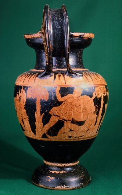 Krater wolutowy malarza z Moguncji, przedstawiający walkę wojownika z Amazonką. Ceramika czerwonofigurowa. Cywilizacja etruska, IV wiek p.n.e. autorstwa Etruscan